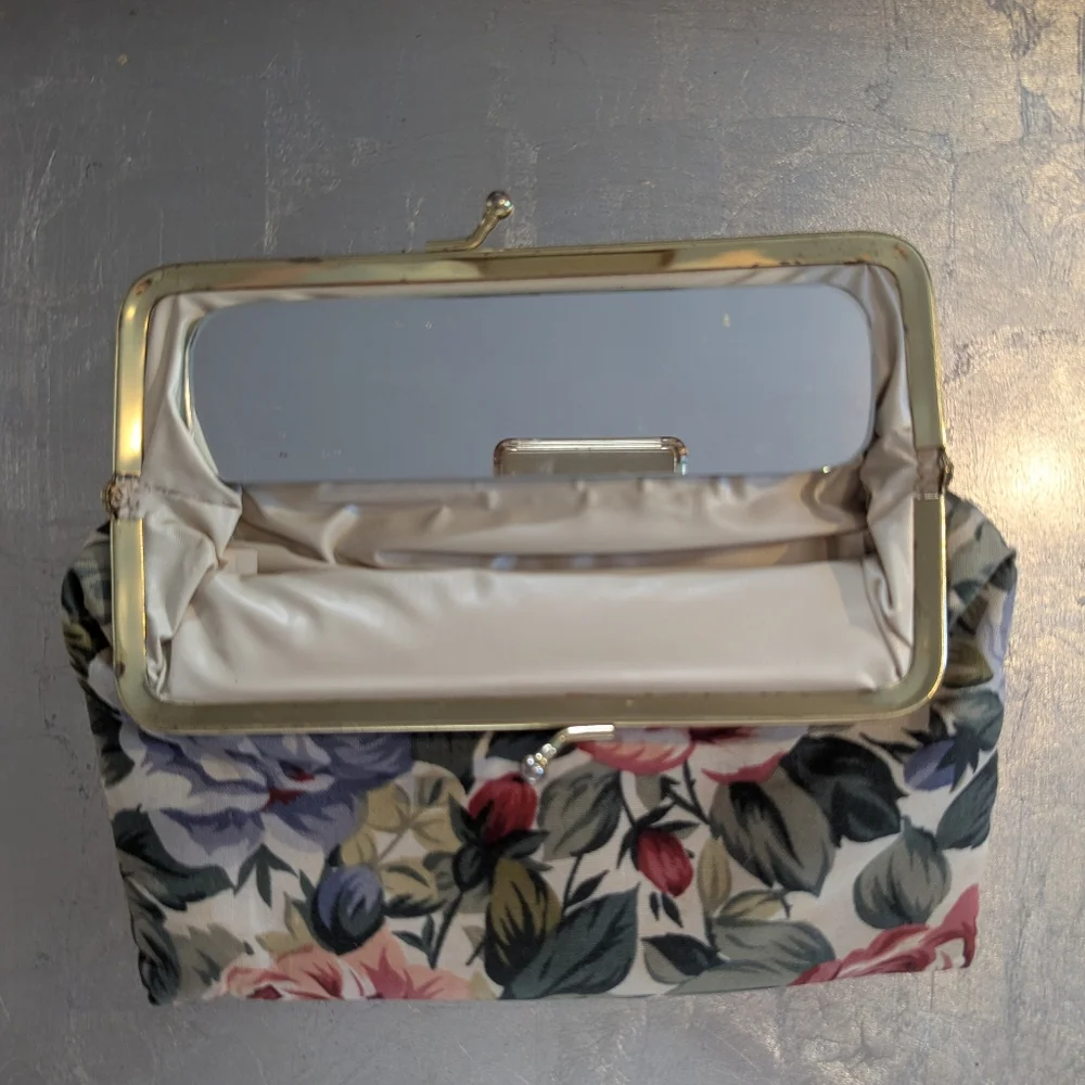 Vintage 3 Cases Cosmetic Purse Floral Pearl Clutch Bags 1940